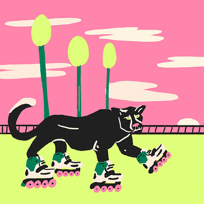 PantherBlades big cat blades cruising illustration panther rollerblading rolling