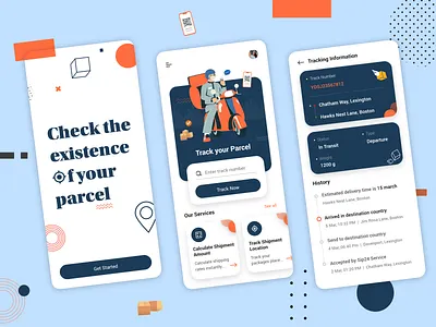 Parcel Tracking App app concept app design app designer app development dailyui design illustration parcel tracking app tracking app design trendy desing ui uiux userinterface ux