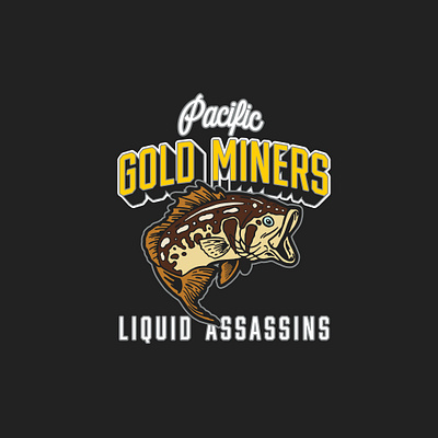 Pacific Gold Miners - Liquid Assassins apparel design apparel graphics apparel logo branding california design fishing fishing logo fishing t shirt hand drawn illustration typography vector