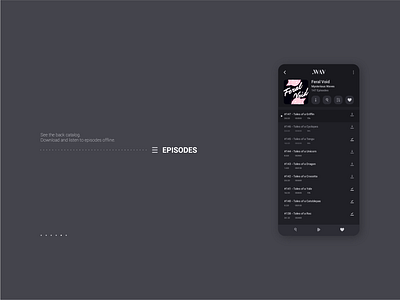 .WAV- Episode list app black branding dark design icon illustration logo ui ux vector