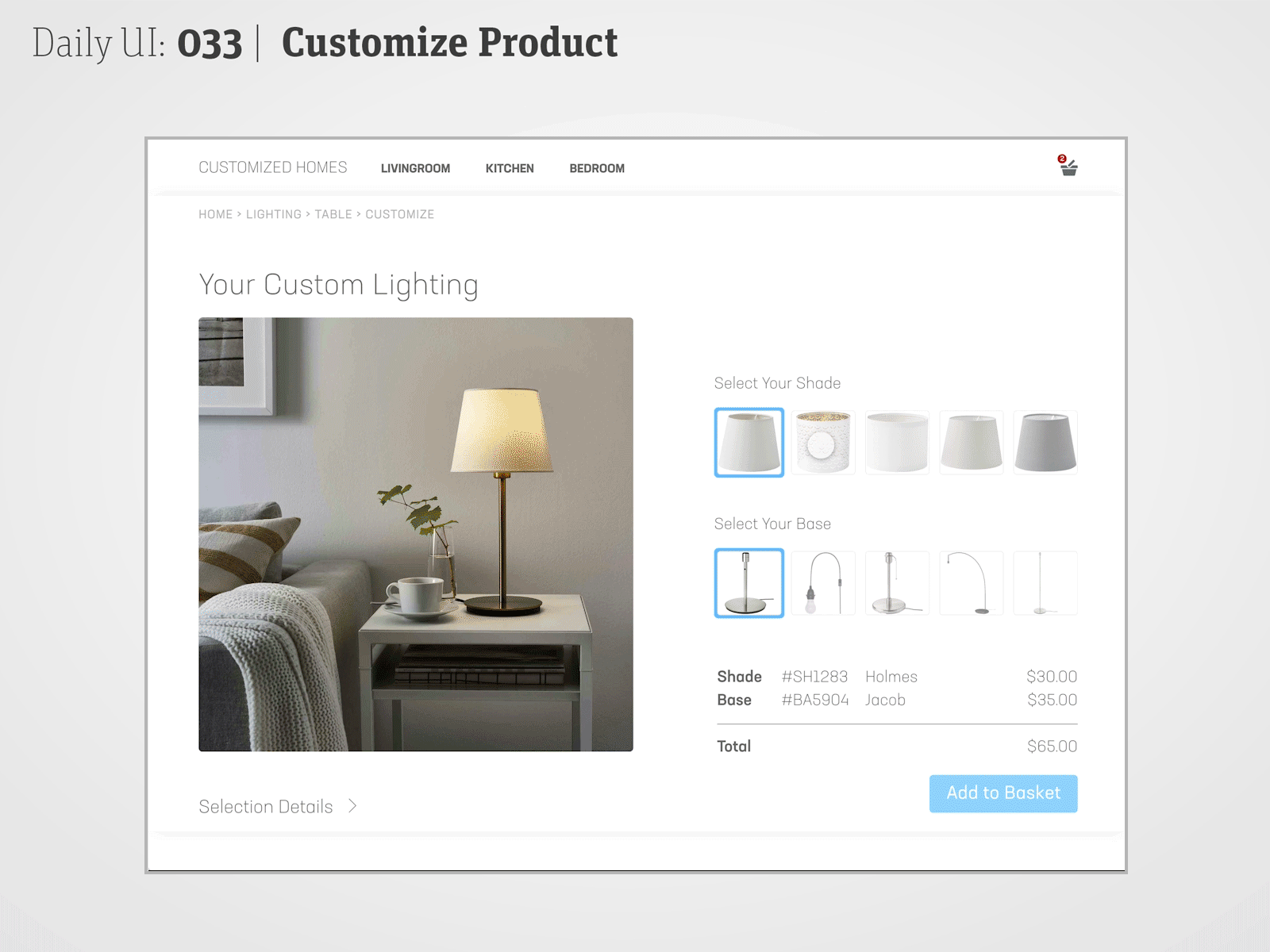 Daily UI 033 | Customize Product 033 customize customize product daily 100 challenge daily ui dailyui dailyuichallenge ikea lamp lamps lighting tablet web