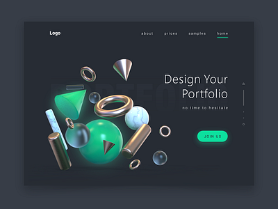 3D Geometric Landing Page 3d 3d art 3d illustration blender c4d cinema4d geometric landing landing page landing page design layout ui uiux user experience user interface user interface design ux web design website website concept