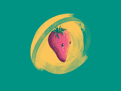 Strawberry | Illustration 01 abstract art artwork brush color design dribbble halftone illustration strawberry texture