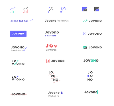 Logo drafts for Jovono investment company abstract capital client draft fintech investment jovono logo minimal