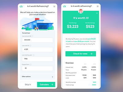 Credit Karma Refinancing Home Mortgage Calculator app application clean flat ios iphone minimal shane brown ui white