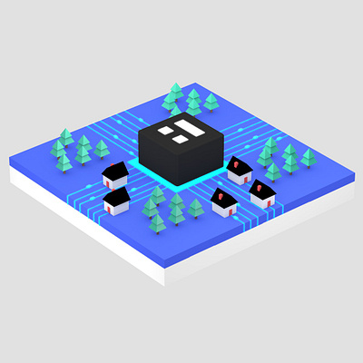 Isomorphic View - Clay Neighborhood Fiber Grid 3d community illustration internet