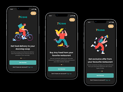 Mobile Onboarding - Dark Mode clean dark illustration ios login minimal mobile app onboarding signup ui ux walk walkthrough