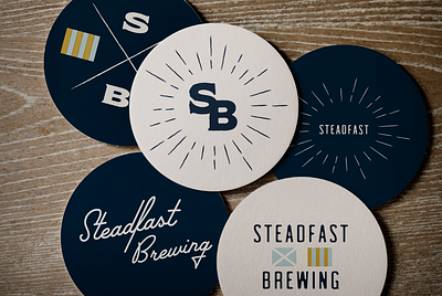 Steadfast Brewing Coaster Design badge design branding design illustration minimal nautical neutral procreate procreate art typography