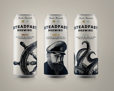 Steadfast Brewing beer branding illustration label label packaging logo minimal neutral packaging typography