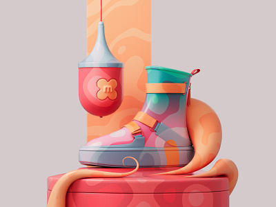 Delta Tek Hi 3d 3d art abstract adobe c4d cinema4d colors design illustration pastel photoshop redshift redshift3d shapes shoes sneakers