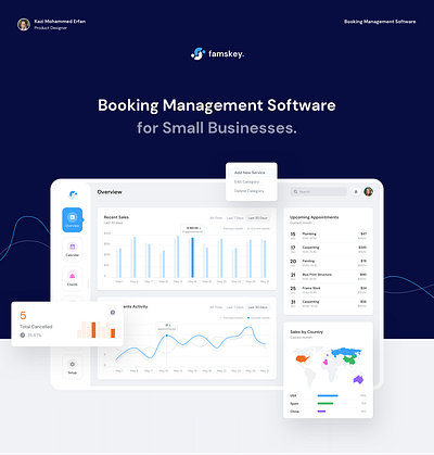 Famskey | Booking Management Software appointment book booking chart creative agency dashboard design agency design as a subscription design subscription landing page line chart pentaclay product saas software subscription subscription based ui ux website
