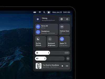 System Status Concept (macOS) app application bar bars center concept control dark design layout platform redesign redesign concept sketch status status bar statusbar symbol symbols ui