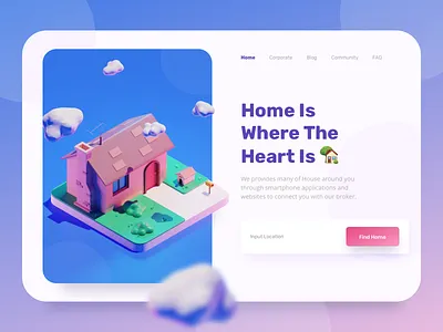 Home Landing Page Header 3d character design flat gradient home illustrations isometric landing page ui website design