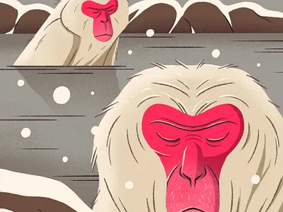 Coping animal character design flat gradient illustration japanese macaque monkey photoshop texture