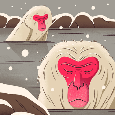 Coping animal character design flat gradient illustration japanese macaque monkey photoshop texture