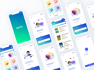 Edufly eBook Store Free UI KIT 2020 app behance dribbble ebookstore educational educationapp freeuikit interface ios minimal onlineapp ui uikit ux