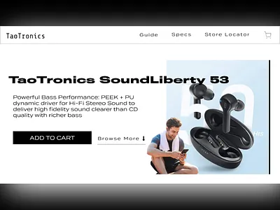 Tao Tronics Earphones landing Page eCommerce adobe xd ecommerce ecommerce design experiment freelance header ui ui ux uidesign webdesign