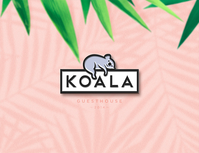 Koala animal brand branding guesthouse hotel koala logo logotype mascot palm pin sleep symbol