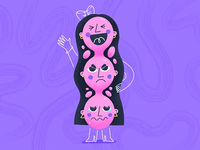 Little Miss Mood Swings angry beauty character cry cute design flat girl illustration laugh procreate queen stickers vector