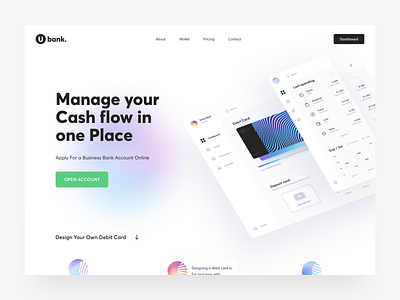 Ubank app bank bank card banking business clean credit card dashboard debit design finance interface landingpage minimal mobile spending sunday uiux web