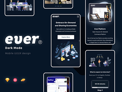 Mobile UI/UX Design / Dark Mode / Ever airbnb apple booking business dark design dark mode dark template ecommerce app design erp design fintech interaction landing page mobile design product design software design uiux user experience userinterface visual web platform