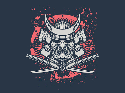 T-shirt print branding design helmet illustration jiujitsu katana samurai vector