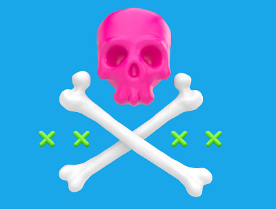 Sweet skull 3d candy cartoon colorful crossbones death food head icecream pirate plastic render skull toy