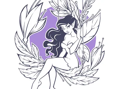 fairy vector elf fairy fantasy flower lady pinup sexy woman