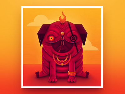 Pigpug animal character characterdesign creature dog fire illustration photoshop pig poster pug