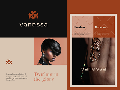 Vanessa boutique branding chick clothing earth elegant fashion jewelry letter logo luxury minimal monogram nature premuim style v young