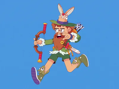 collab arrows bow cartoon cartoon character cartoon illustration character characterdesign flat flat illustration flatdesign hunter illustration rabbit robinhood vector