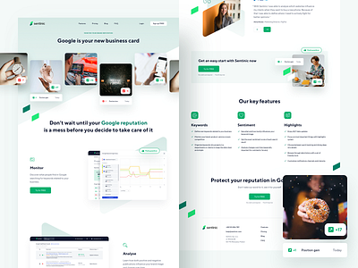 Sentinic - Features Page analytics dashboard b2b crm dashboard app engine google google results reputation saas saas app saas website search search engine sentiment subscribe form subscription