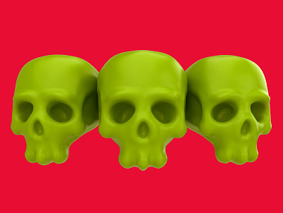 Cartoon skulls 3d candy cartoon colorful death design green head lolipop render skull sweet toy