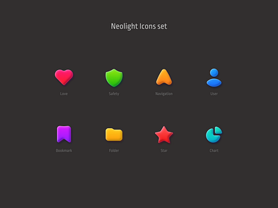 Neolight Icons Set bigsur fight figma figmadesign free freebie glass icondesign icons iconset ios macos neo reflex skeuomorph volume