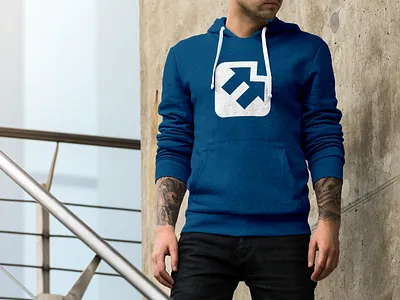 E + ⬆⬆ (Expert Up Sweater) arrows branding clothing e expert up hoody logo logos mockup sweater