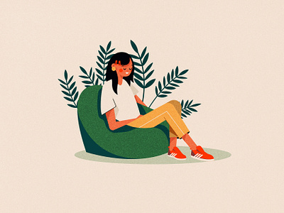 Relaxing chair girl illustration relaxing