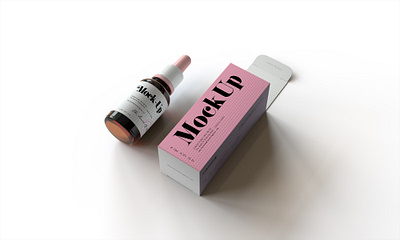 Dropper Bottle & Box Mock Up amber apothecary bottle box box mock up branding cbd packaging cod oil dropper bottle dropper bottle mock up editable eye dropper glass medical medical bottle mock up mockup packaging presentation