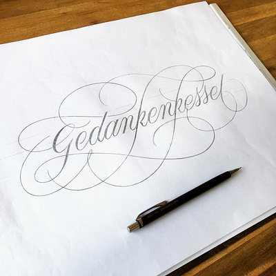 Gedankenkessel flourishes lettering script sketch