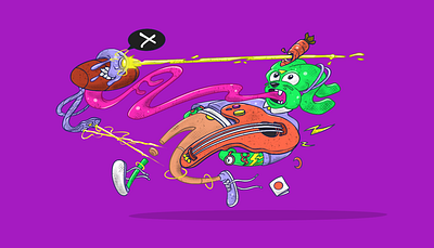 Alien Rabbit in Broken Phone Game alien animal animal character art bunny cartoon cartoon character characterdesign cute cute art design design art flat flat design illustration rabbit
