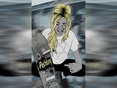 Ashley cartoon experimental grunge grungy illustration line art photoshop poster skate skateboard skateboarding