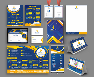 Armaan Academy - Logo Design, Brand Design & Extension banner design certificates flip chart hoarding logo standee visiting card design