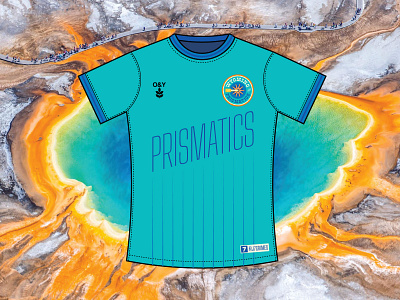 Wyoming Prismatics Jersey brand branding color concept cowboy design grand prismatic jersey logo soccer spur teal typography wyoming