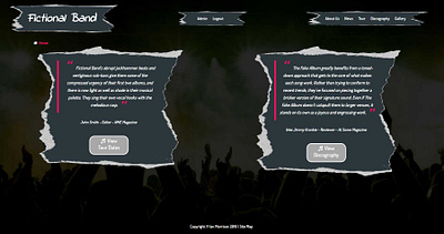 Fictional Band mssql ui web design