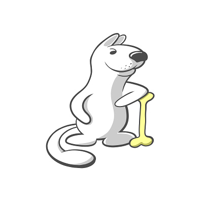 Dog animal bone calm cartoon cool cute dog fun funny illustration ink pet quiet snout sweet tranquil white