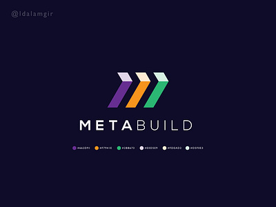 MetaBuild Logo Design branding build building creative design graphic design home icon lettering logo logo design m meta minimal monogram multicolor property real estate symbol