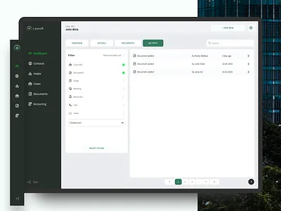 CRM activity tab crm design figma law minimal software system ui web