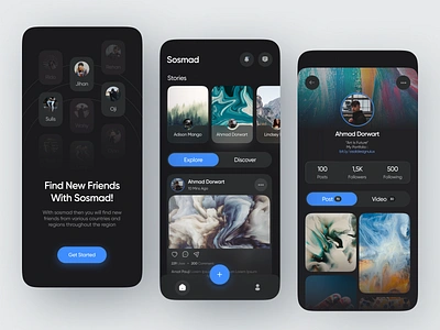 Sosmad - Social Media App chat clean design facebok instagram ios app ios app design minimal minimalist mobile mobile app mobile social app modern ui social media social media app social media templates social network stories ui ux