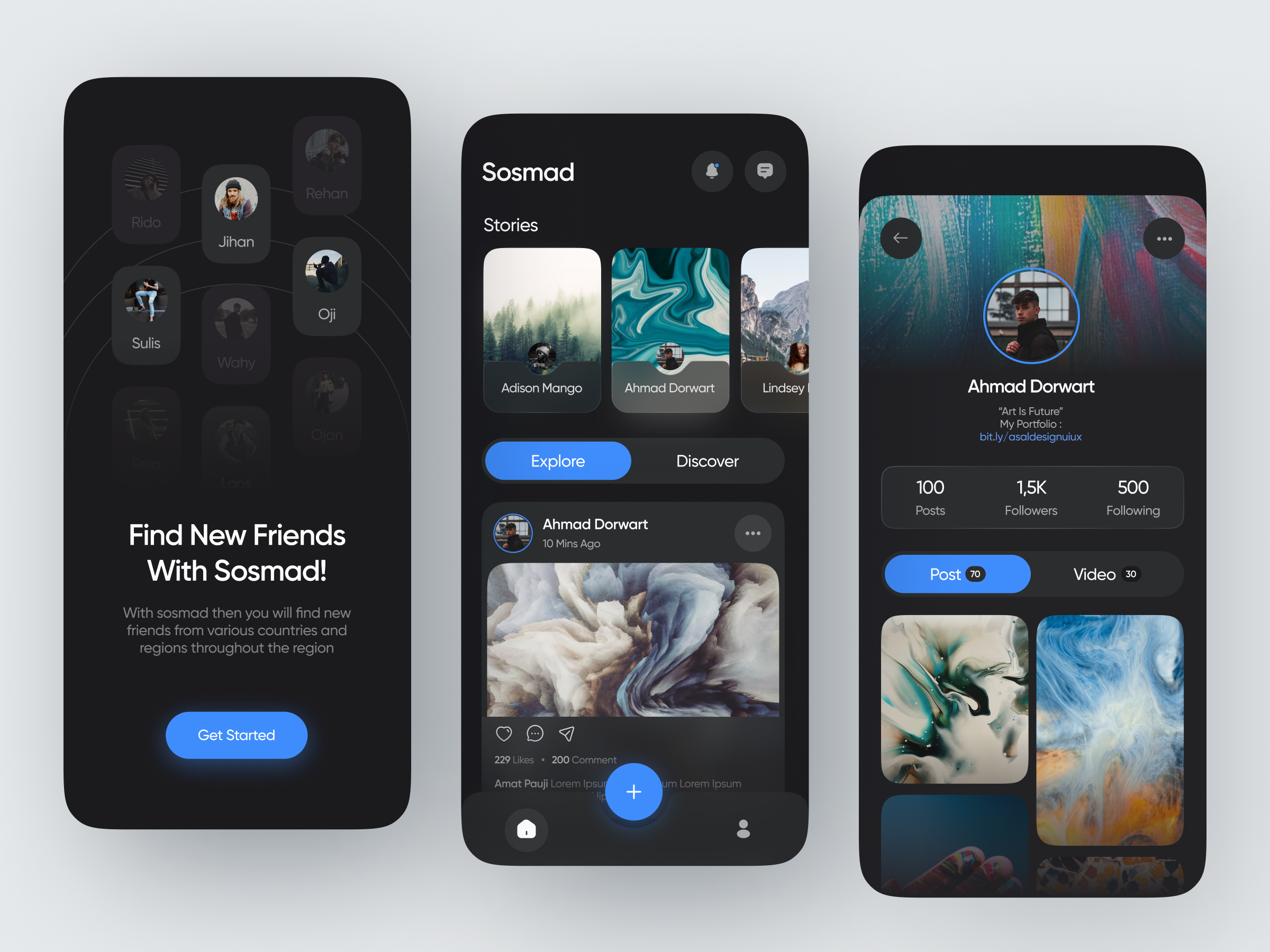 Example of Sosmad - Social Media App