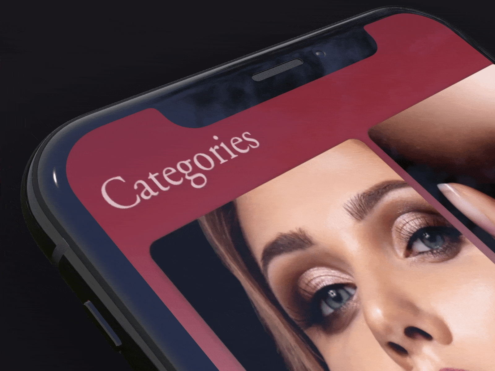 Beauty App Search Screen UI app app ui app ui ux application b2c beauty beauty app beauty services dark fashion fashion photography glamour innovation makeup red search screen tech technology ui user interface