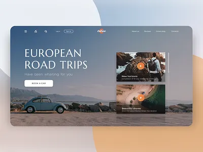 Webpage design for "CaRent" app bettle blog blog design cards ui drivers europe european figma landing rent car road roadtrip ui ui design ux web web design webpage website concept